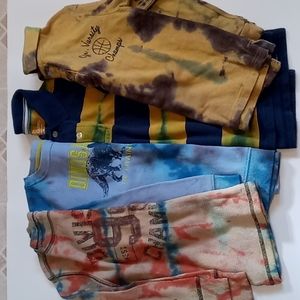 Tie Dye Shirt 4 Piece Bundle Boys 5/6 Long Sleeve polos thermal dino sweatshirt